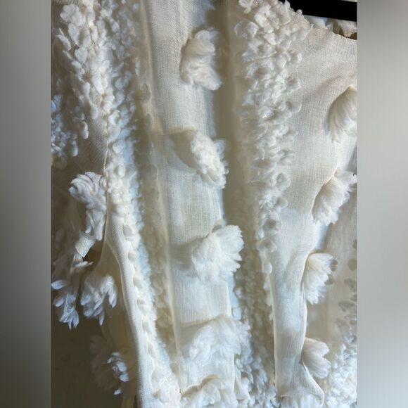 Dress by Vernacular, mini to knee, ivory cream with gorgeous floral poofs Medium - Picture 3 of 16